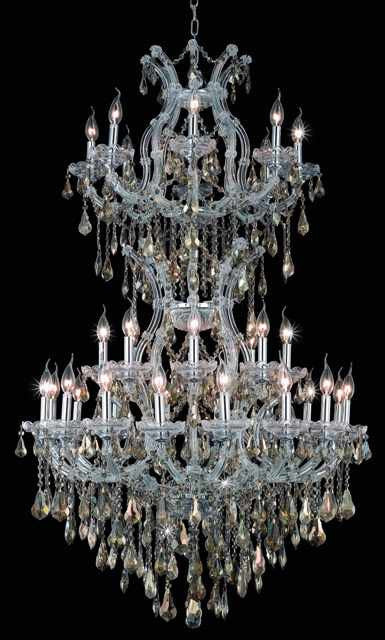 C121-2801D36SC-GT/RC By Elegant Lighting Maria Theresa Collection 34 Light Chandeliers Chrome Finish