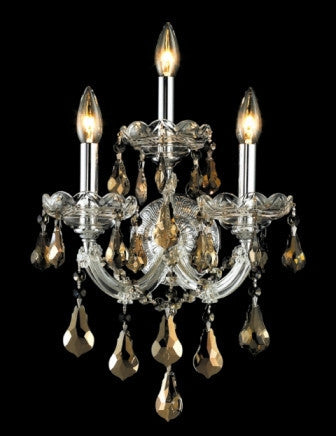 C121-2801W3C-GT By Regency Lighting-Maria Theresa Collection Chrome Finish 3 Lights Wall Sconce
