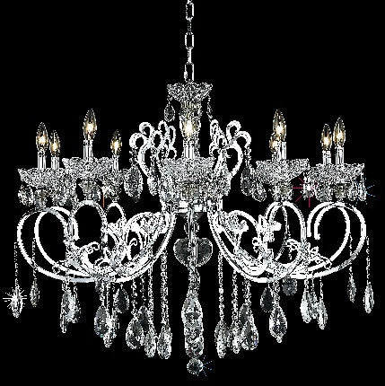 C121-2830D36C/RC By Elegant Lighting Aria Collection 10 Light Chandeliers Chrome Finish