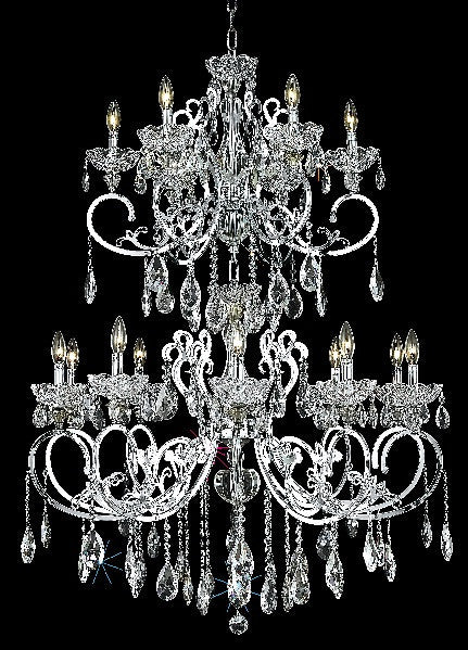 C121-2830G52C/RC By Elegant Lighting Aria Collection 16 Light Chandeliers Chrome Finish