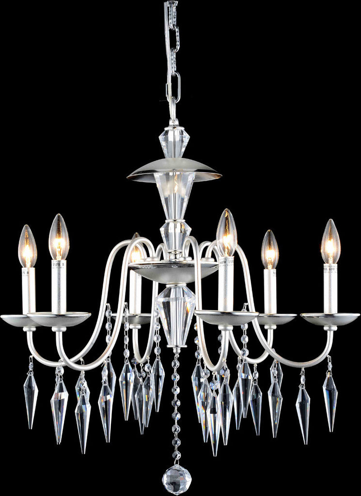 C121-5006D24PS/EC By Elegant Lighting - Gracieux Collection Polished Silver Finish 6 Lights Dining Room