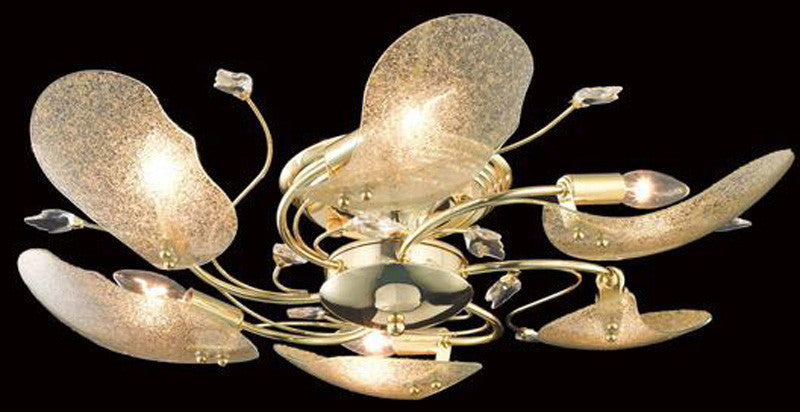 C121-7446F27G/EC By Elegant Lighting - Petal Collection Gold Finish 6 Lights Flush Mount