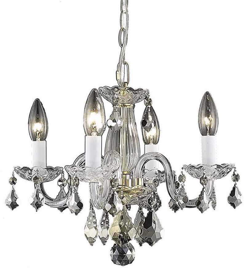 C121-7804D15G/RC+SH By Elegant Lighting Rococo Collection 4 Light Dining Room Gold Finish