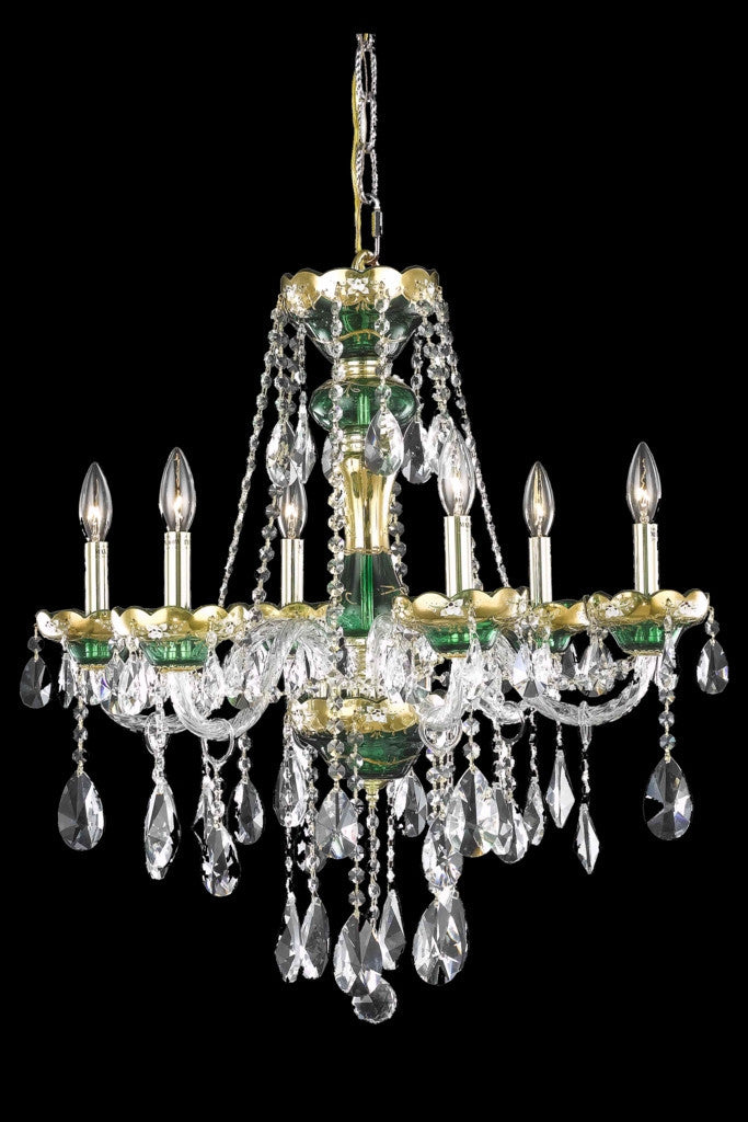 ZC121-7810D24GN/EC By Regency Lighting Alexandria Collection 6 Light Chandeliers Green Finish