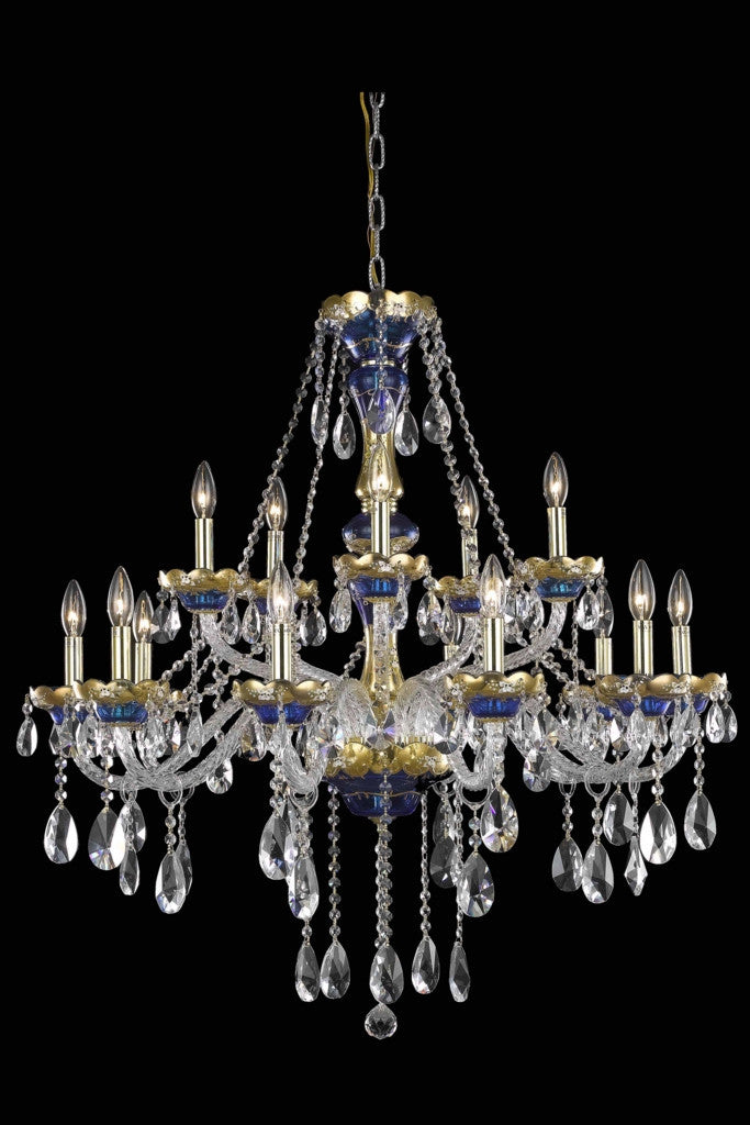 ZC121-7810G35BE/EC By Regency Lighting Alexandria Collection 15 Light Chandeliers Blue Finish