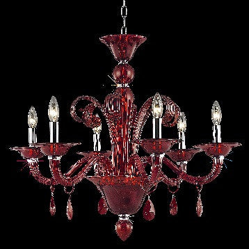C121-7866D29RD/RC By Elegant Lighting Muse Collection 6 Light Chandeliers Red Finish
