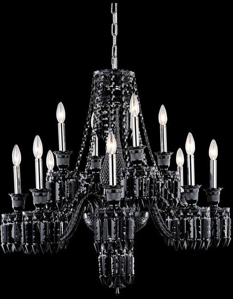 C121-8912D32B-JT/EC By Elegant Lighting - Majestic Collection Black Finish 12 Lights Dining Room