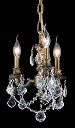 C121-9103D10AB/EC By Elegant Lighting Lillie Collection 3 Lights Chandelier Antique Bronze Finish