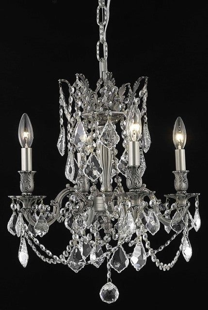 C121-9204D17PW/RC By Elegant Lighting Rosalia Collection 4 Light Chandeliers Pewter Finish