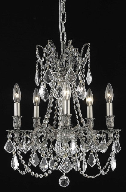 C121-9205D18PW/RC By Elegant Lighting Rosalia Collection 5 Light Chandeliers Pewter Finish
