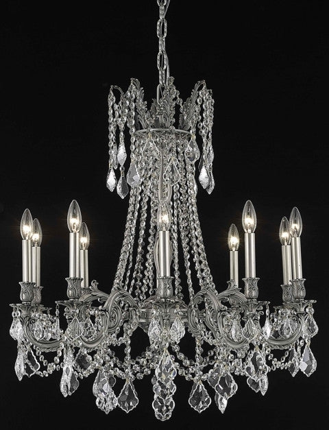 C121-9210D28PW/RC By Elegant Lighting Rosalia Collection 10 Light Chandeliers Pewter Finish
