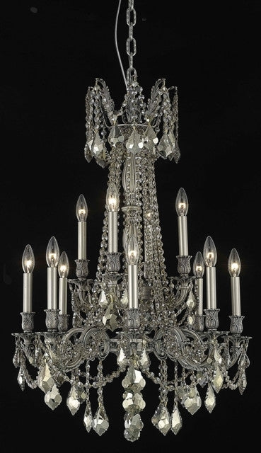 C121-9212D24PW-GT/RC By Elegant Lighting Rosalia Collection 12 Light Chandeliers Pewter Finish