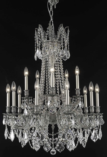 C121-9215D28PW/RC By Elegant Lighting Rosalia Collection 15 Light Chandeliers Pewter Finish