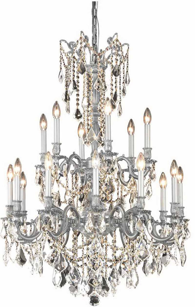 C121-9218D32PW/RC By Elegant Lighting Rosalia Collection 18 Light Dining Room Pewter Finish