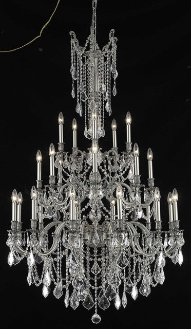C121-9225G38PW/RC By Elegant Lighting Rosalia Collection 25 Light Chandeliers Pewter Finish
