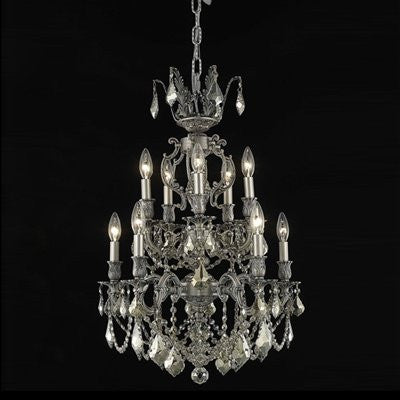 C121-9510D21DB-GS/RC By Elegant Lighting Marseille Collection 10 Lights Chandelier Dark Bronze Finish