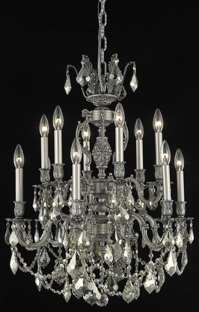 C121-9512D24PW-GT/RC By Elegant Lighting Marseille Collection 12 Light Chandeliers Pewter Finish