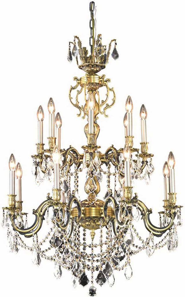 C121-9516D32AB/RC By Elegant Lighting Marseille Collection 16 Light Dining Room Antique Bronze Finish