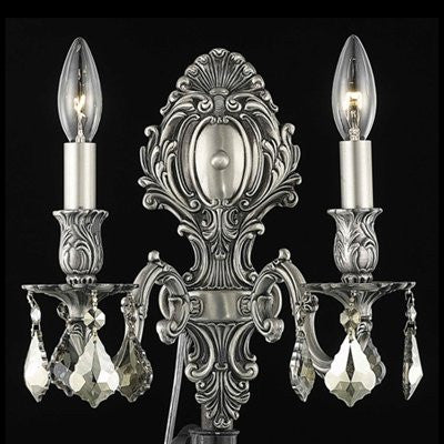 C121-9602W10DB-GS/RC By Elegant Lighting Monarch Collection 2 Lights Wall Sconce Dark Bronze Finish