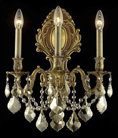 C121-9603W14FG-GT/RC By Elegant Lighting Monarch Collection 3 Light Wall Sconces French Gold Finish