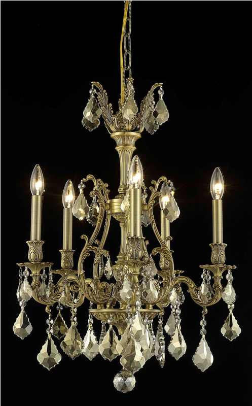 C121-9605D21FG-GT/RC By Elegant Lighting Monarch Collection 5 Light Chandeliers French Gold Finish