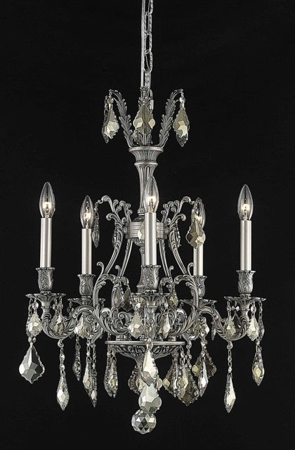 C121-9605D21PW-GT/RC By Elegant Lighting Monarch Collection 5 Light Chandeliers Pewter Finish