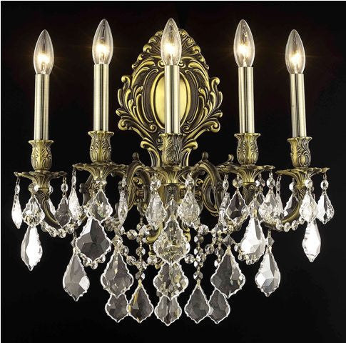 C121-9605W21AB/RC By Elegant Lighting Monarch Collection 5 Light Wall Sconces Antique Bronze Finish