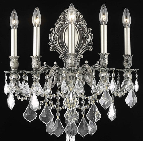 C121-9605W21PW/RC By Elegant Lighting Monarch Collection 5 Light Wall Sconces Pewter Finish