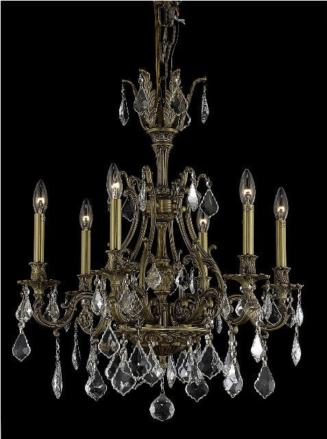 C121-9606D24FG/RC By Elegant Lighting Monarch Collection 6 Light Chandeliers French Gold Finish