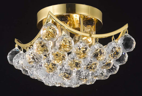 ZC121-V9800F10G/RC By Elegant Lighting Corona Collection 4 Light Flushmount Gold Finish