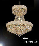 FRENCH EMPIRE CRYSTAL CHANDELIER CHANDELIERS DRESSED WITH SWAROVSKI CRYSTAL- H32" x W30" - Good for Dining Room Foyer Entryway Family Room Bedroom Living Room and More! - F93-B92/CG/541/24SW