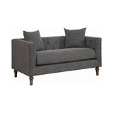 Set of 2 - Ellery Tuxedo Arm Tufted Sofa + Loveseat Grey - D300-10060