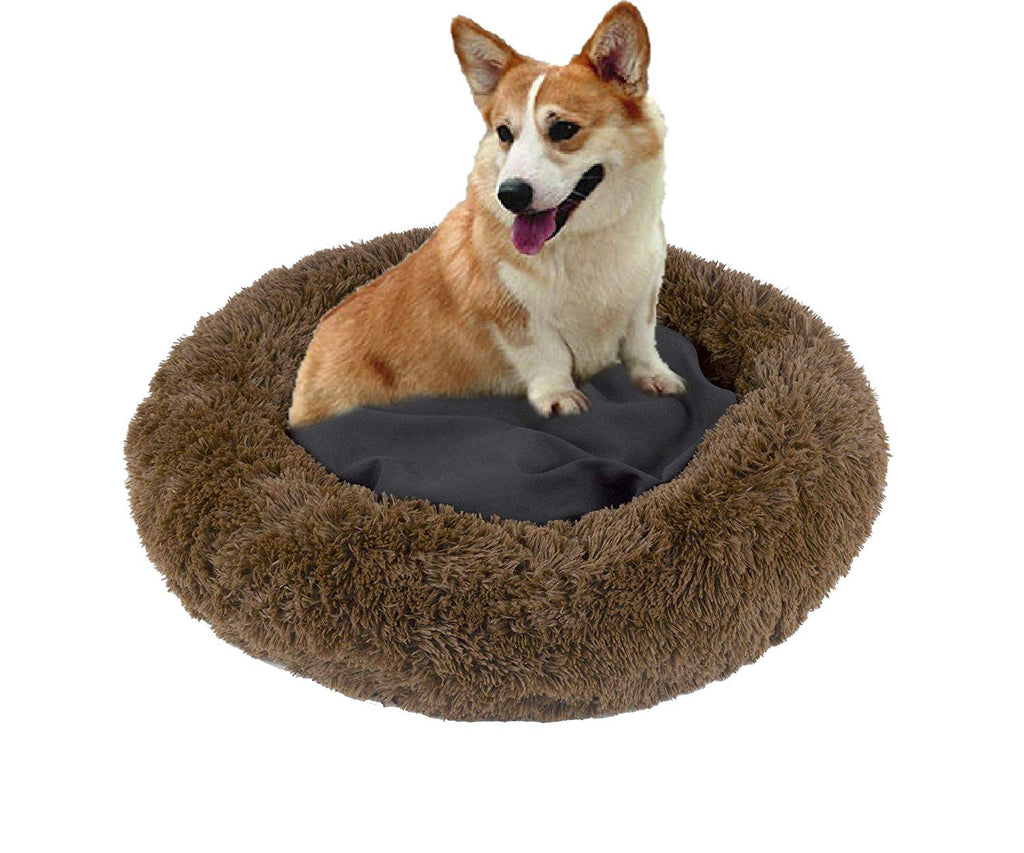 Luxury Shag Fuax Fur Pet Bed Cuddler Dog Bed - J10-100-24X6-BR