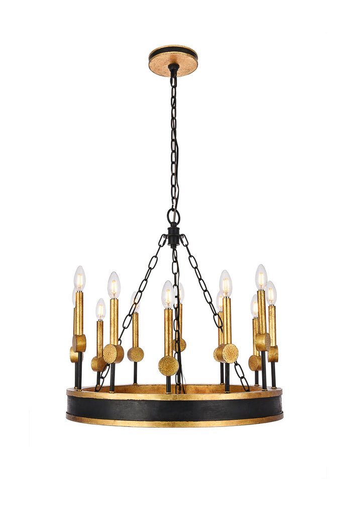ZC121-1543D25VBGI - Urban Classic: Neva 12 light in Golden Iron chandelier
