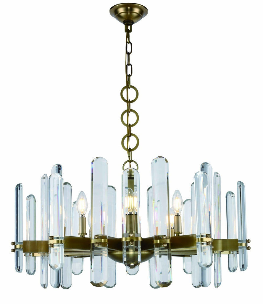 ZC121-1530D30BB/RC - Urban Classic: Lincoln 10 light Burnished Brass Chandelier Clear Royal Cut Crystal